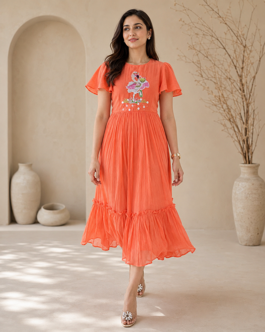 Orange Crane Frock