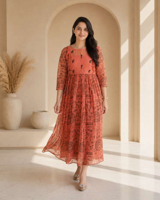 kota frock with hand embroidery