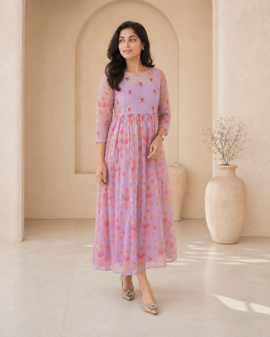 kota frock with hand embroidery