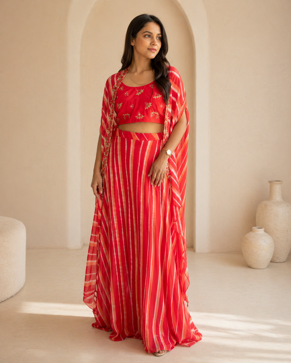 Red cape set styling