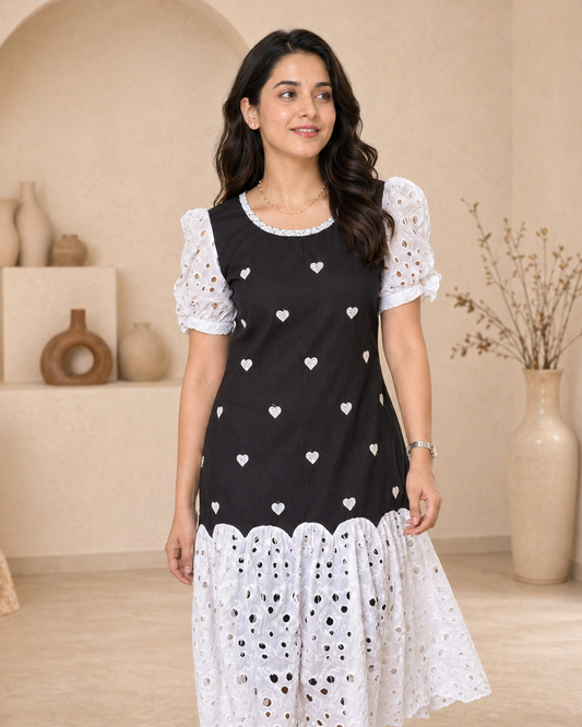 Hacoba black and white frock