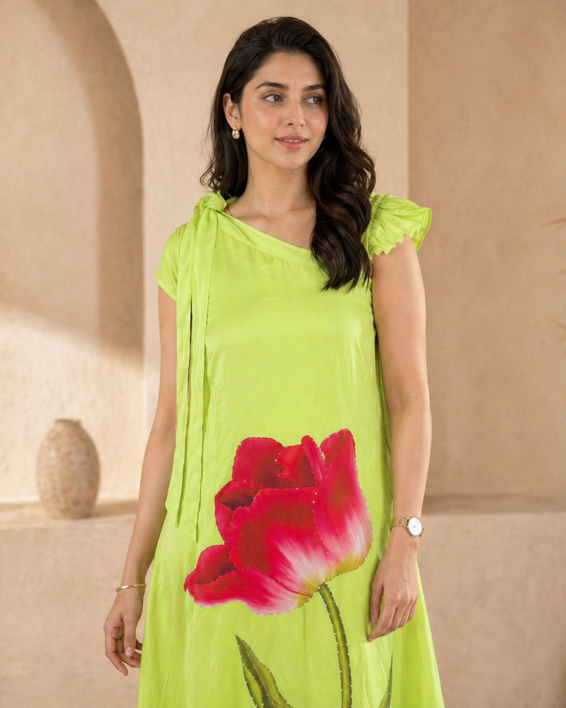 Designer printed frock detail