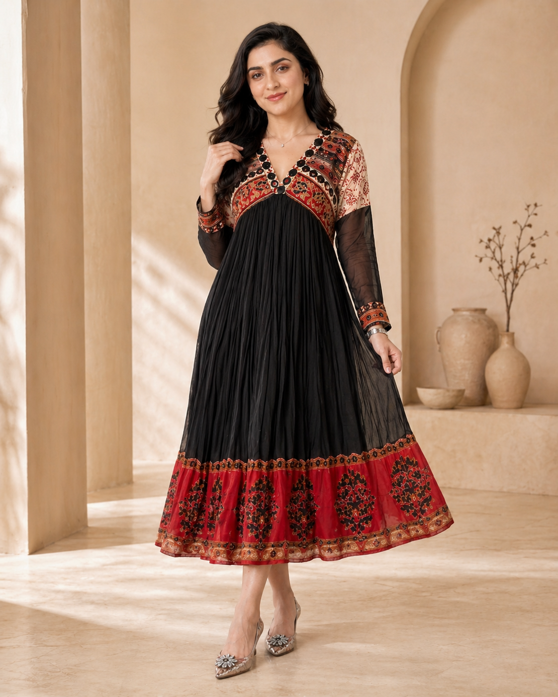 Silver Loom - Chanderi frock styling