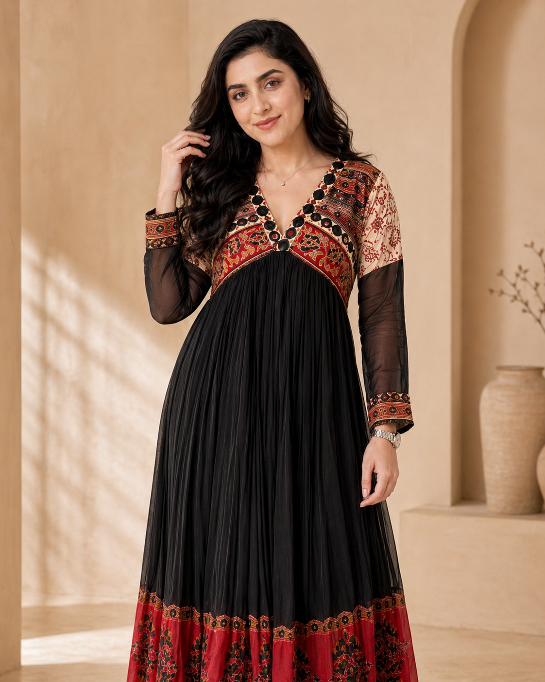 Silver Loom - Chanderi frock detail