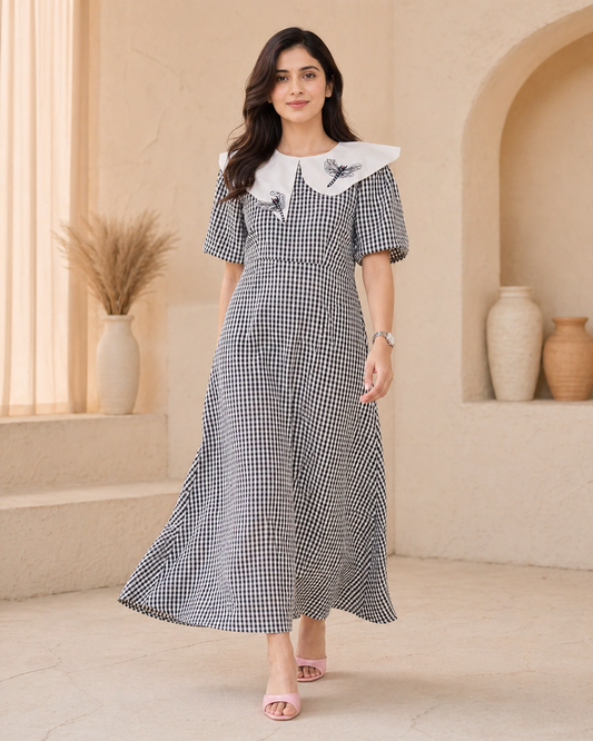 Black and white checks frock
