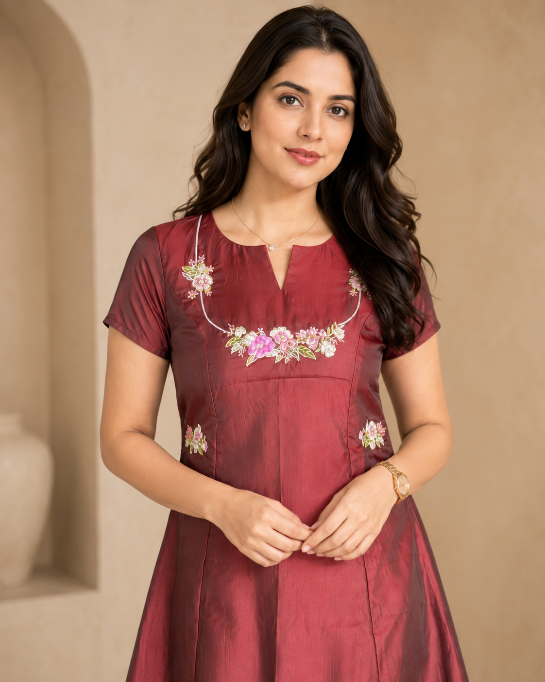 Maroon Frock detail