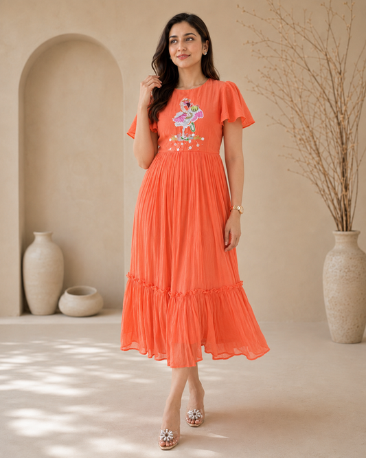 Orange Crane Frock