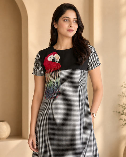 Black and white checks frock