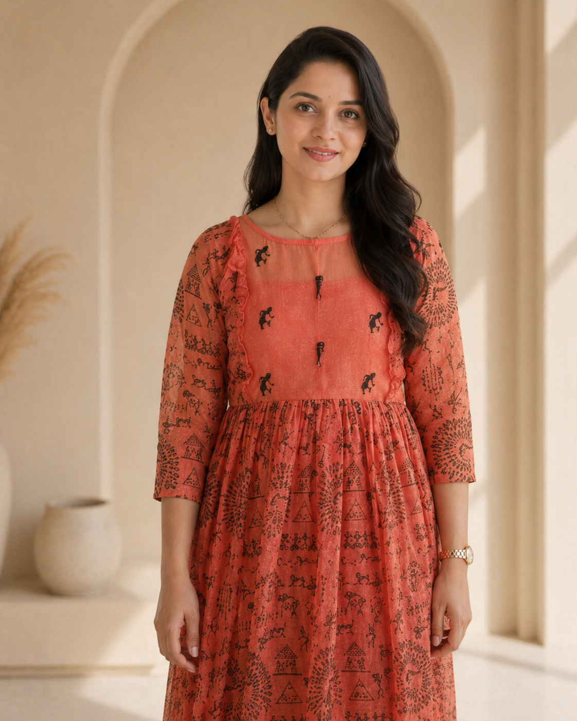 kota frock with hand embroidery detail