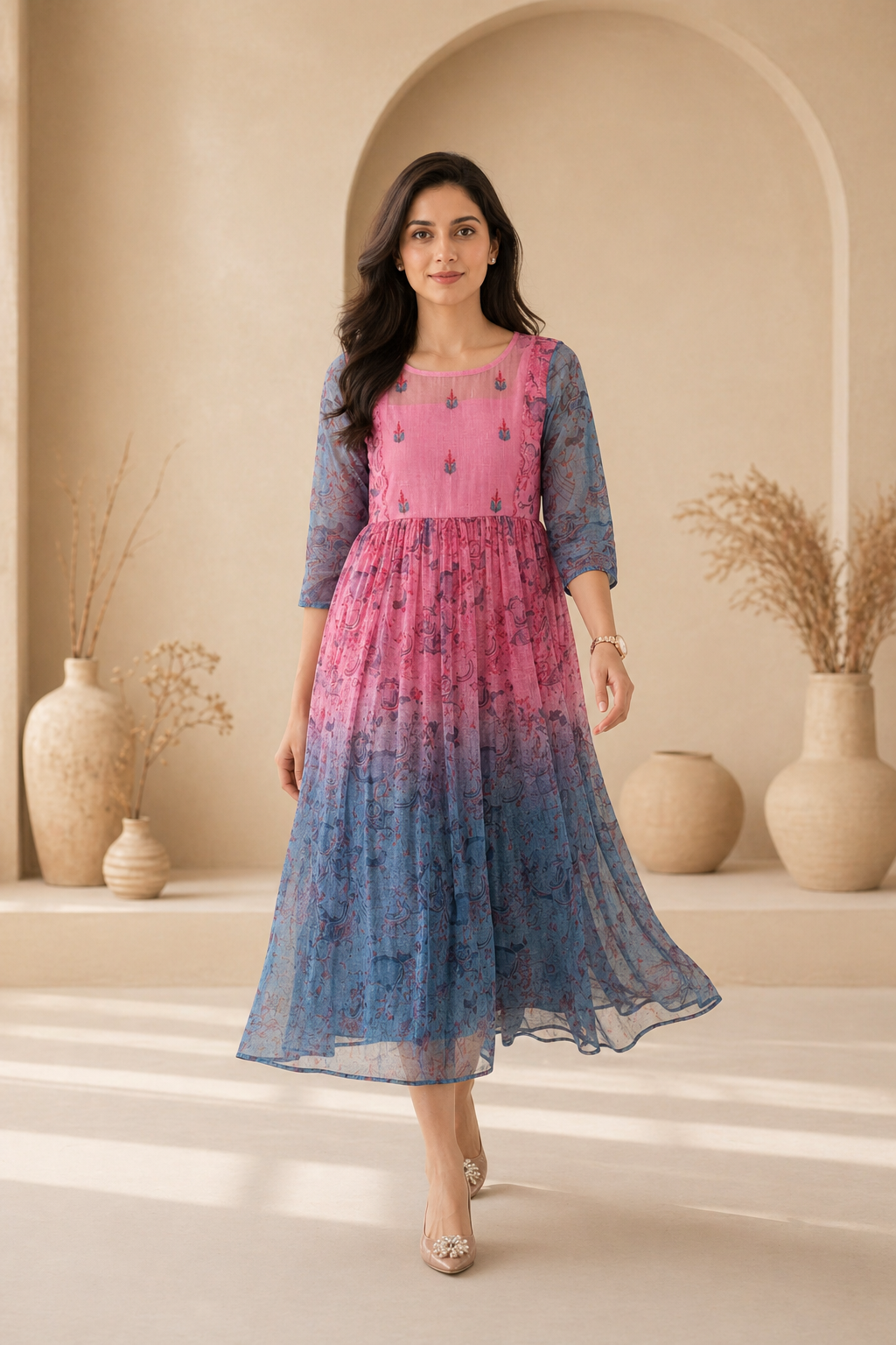 kota frock with hand embroidery