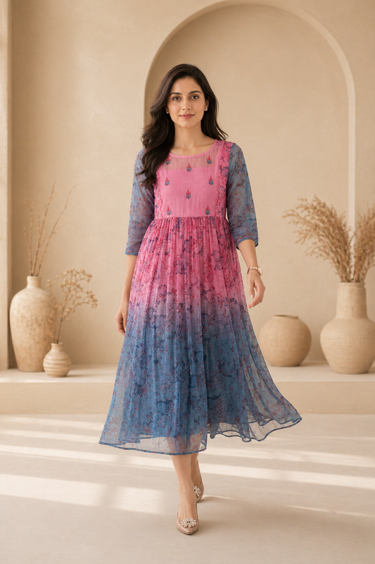 kota frock with hand embroidery