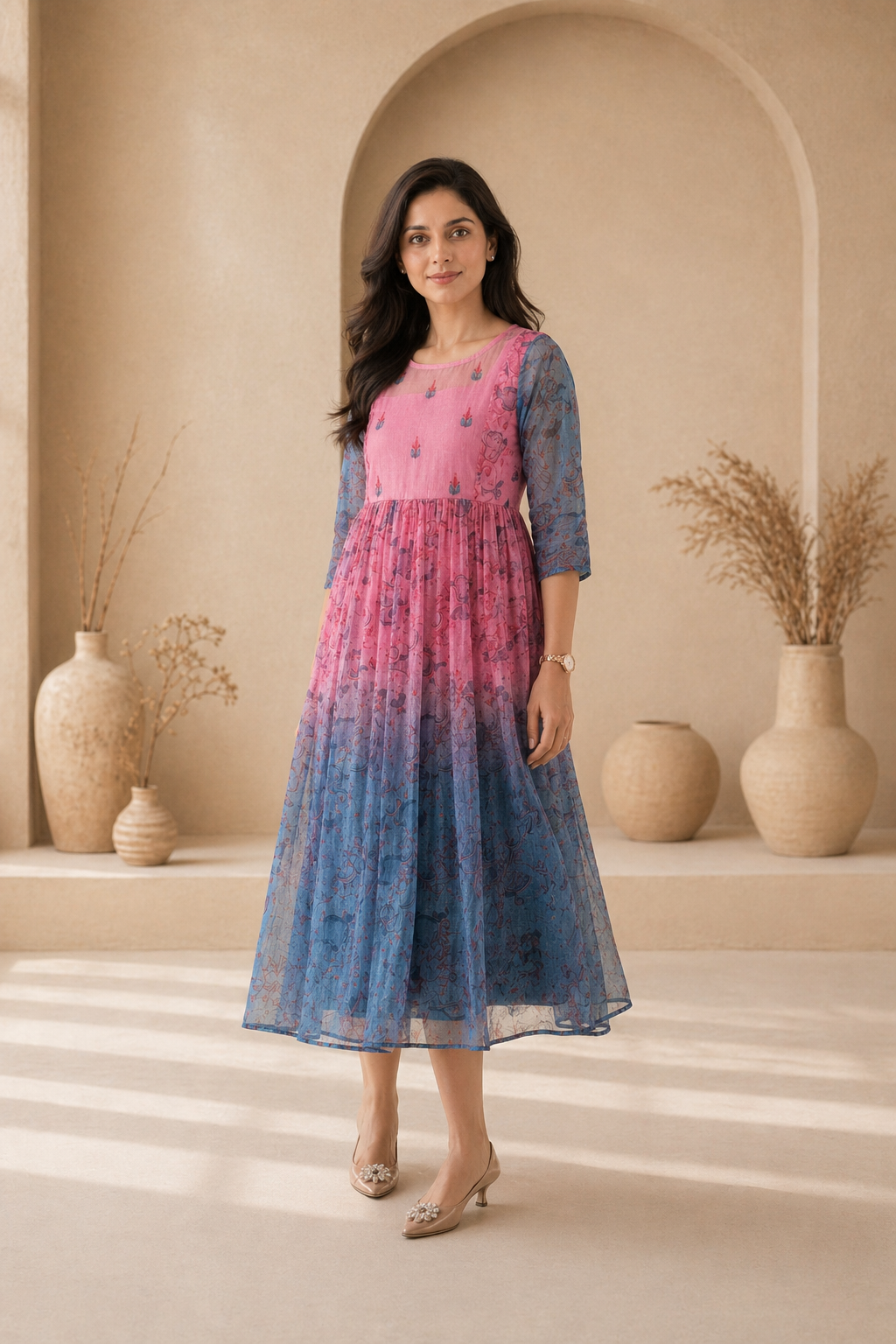 kota frock with hand embroidery styling