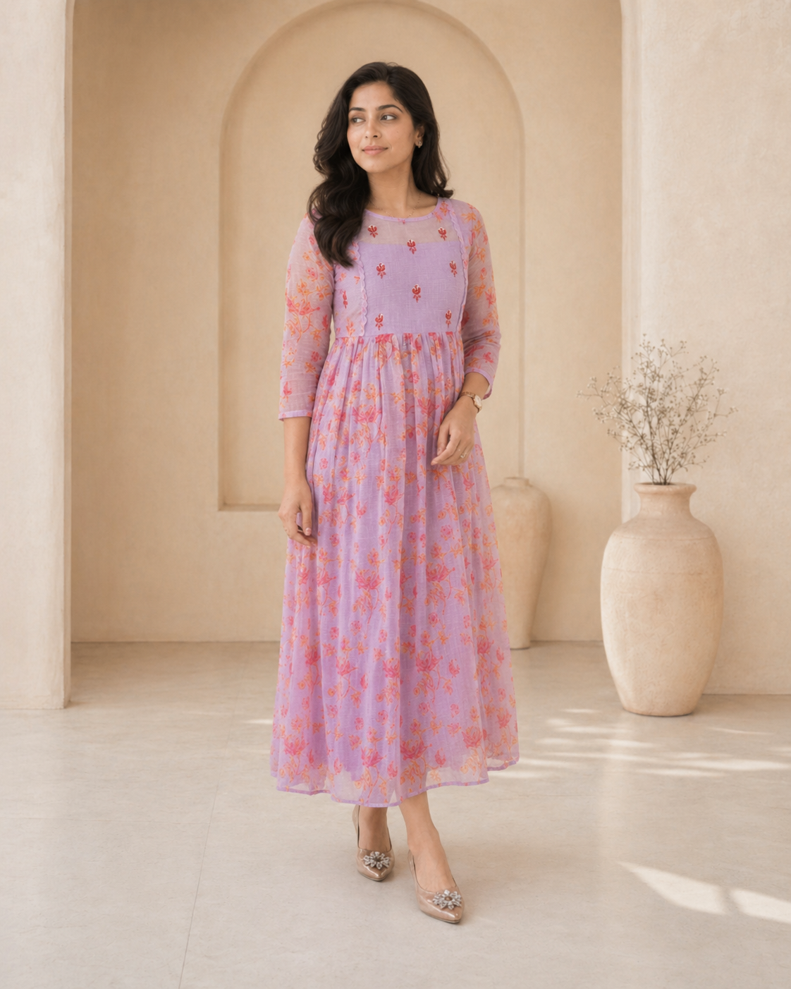 kota frock with hand embroidery