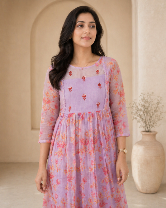 kota frock with hand embroidery