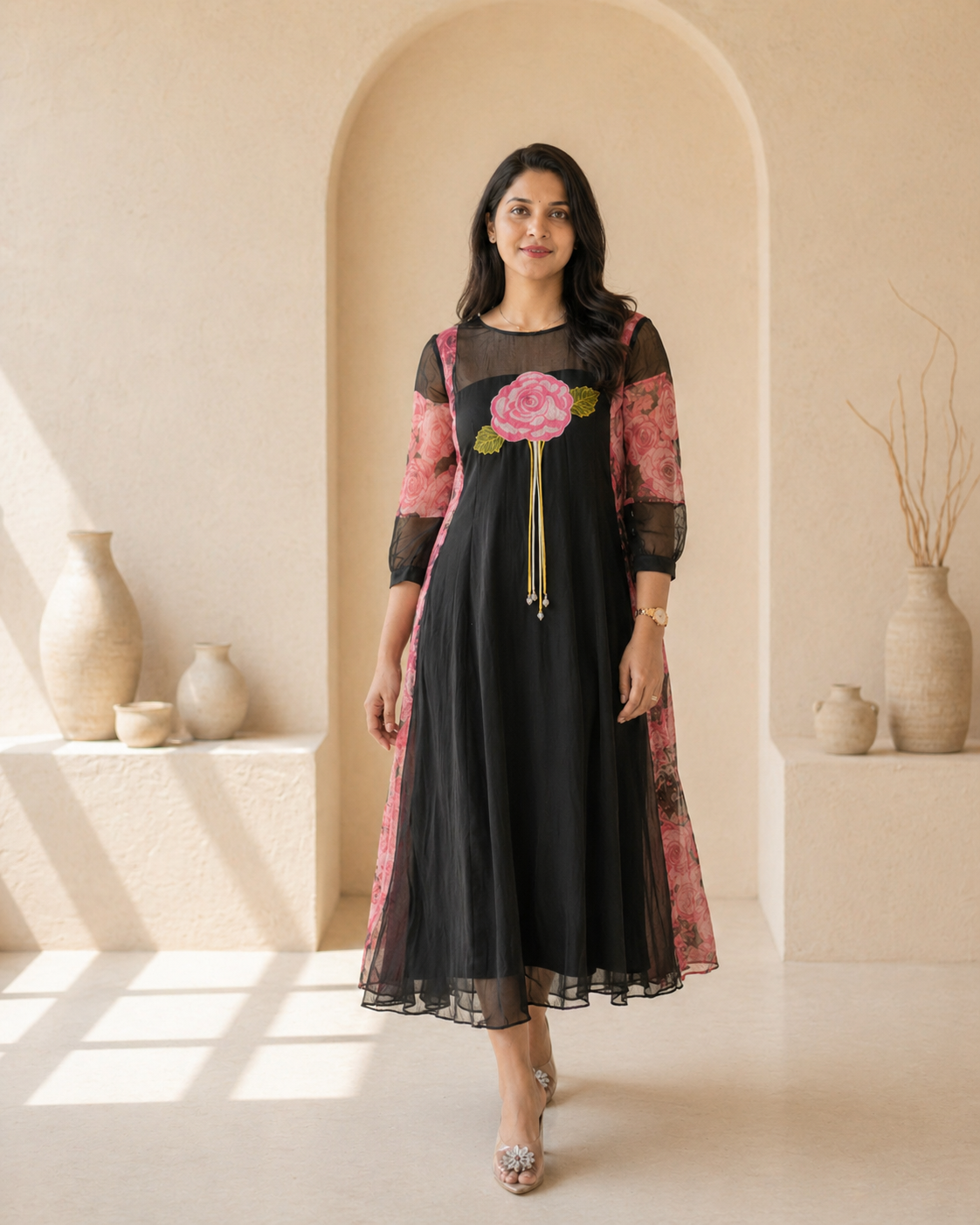 kota frock with applique work styling